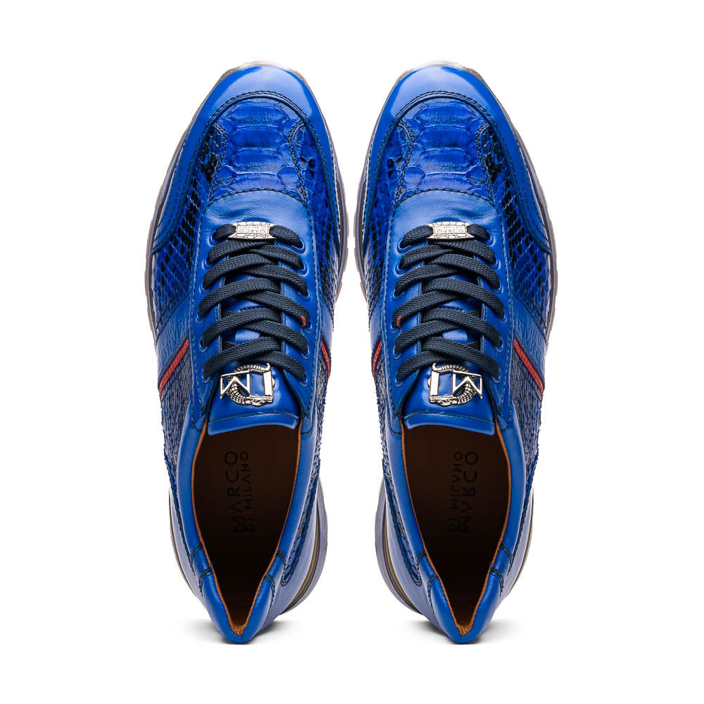 Marco Di Milano Brescia Python & Calfskin Sneakers Blue