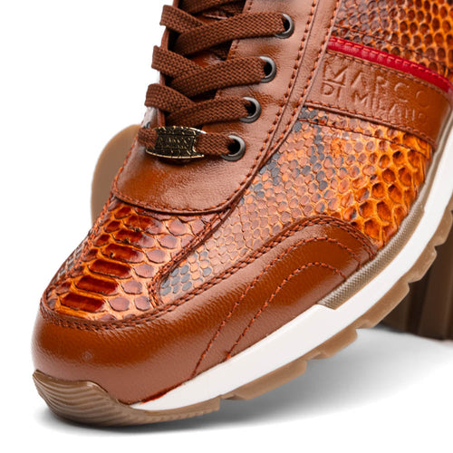 Marco Di Milano Brescia Python & Calfskin Sneakers Honey