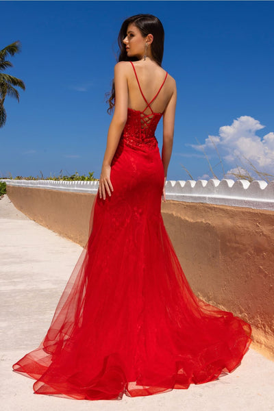 Evening Dress Sheath Embroidered Gala Gown By Amelia Couture 7064