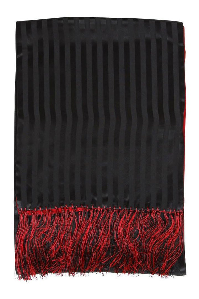 Black & Red Reversible Striped Silk Tuxedo Scarf by Bruno Piatelli