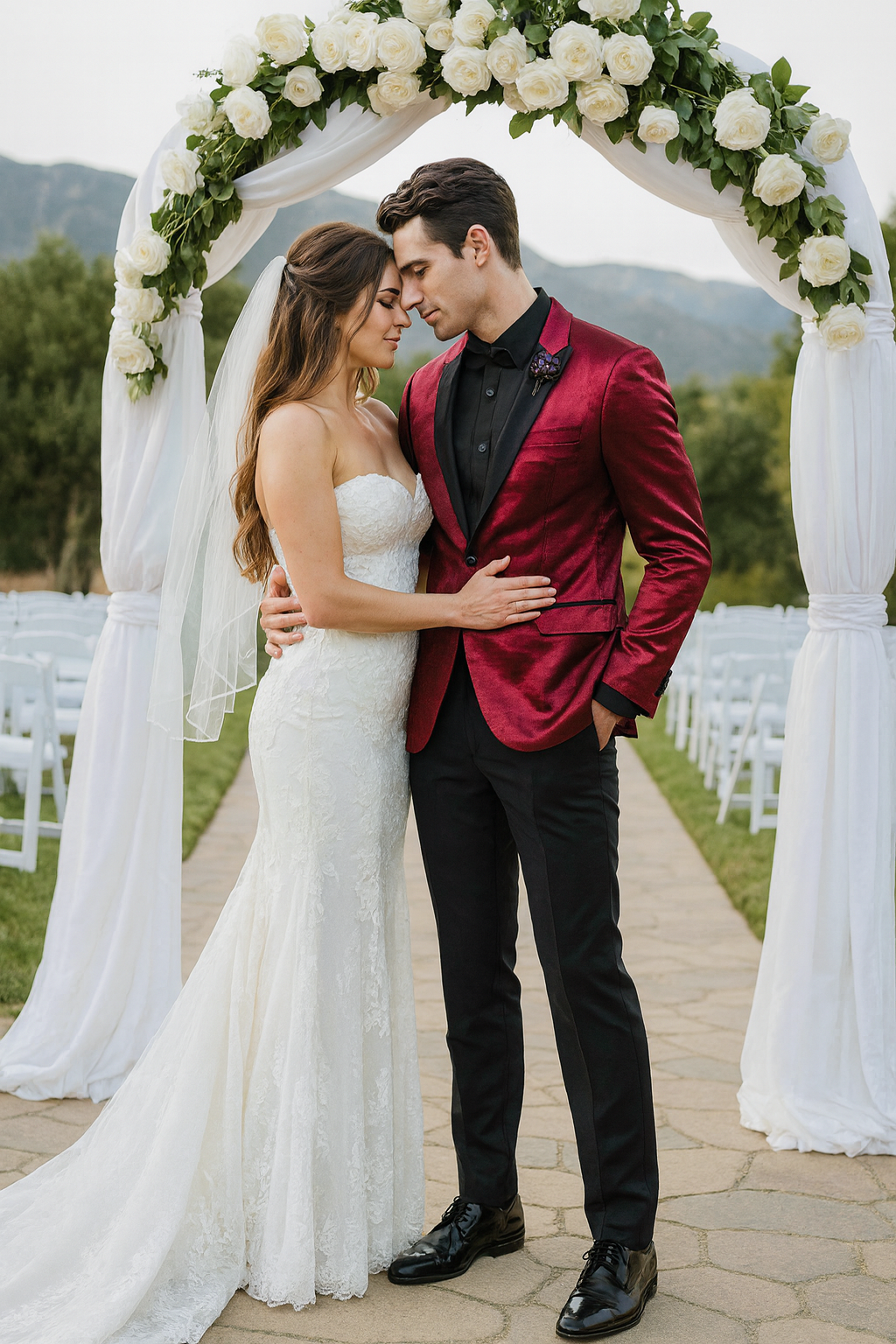 Burgundy Shiny Slim Fit Tuxedo Jacket with Peak Lapel – Wedding & Prom