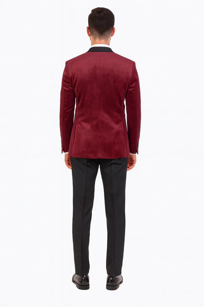 Burgundy Velvet Double Breasted Tuxedo Jacket - Wedding & Prom by USA Men's Outlet