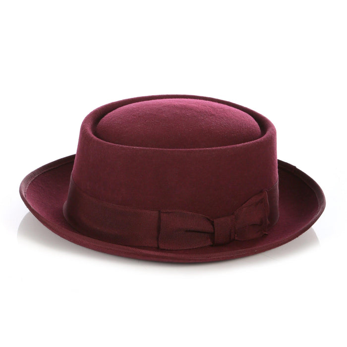 Burgundy Pork Pie Premium Wool Hat by Ferrecci