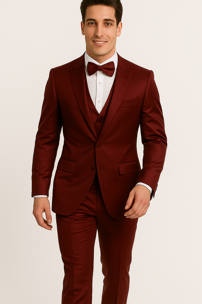 Burgundy Luxe 4-Piece Tuxedo Set by USA Men's Outlet