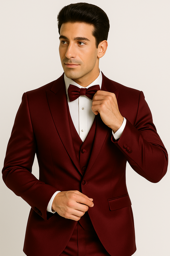 Burgundy Luxe 4-Piece Tuxedo Set by USA Men's Outlet