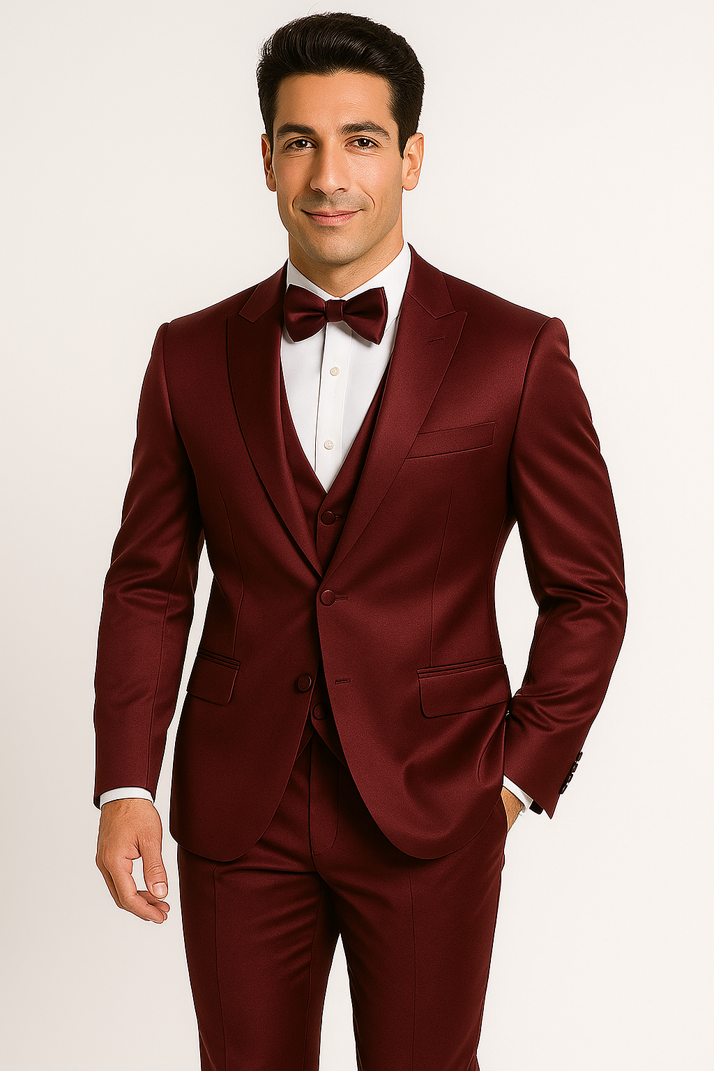 Burgundy Luxe 4-Piece Tuxedo Set by USA Men's Outlet