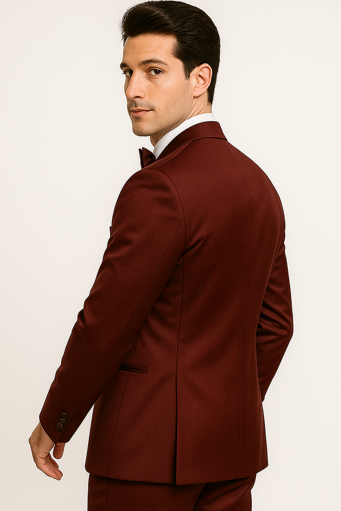 Burgundy Luxe 4-Piece Tuxedo Set by USA Men's Outlet