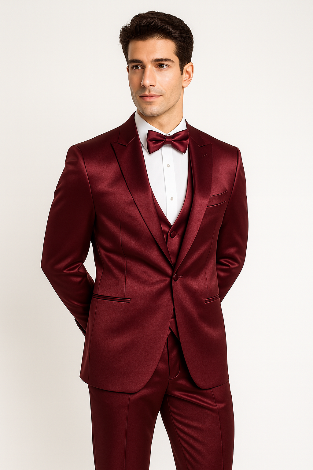 Burgundy Luxe 4-Piece Tuxedo Set by USA Men's Outlet