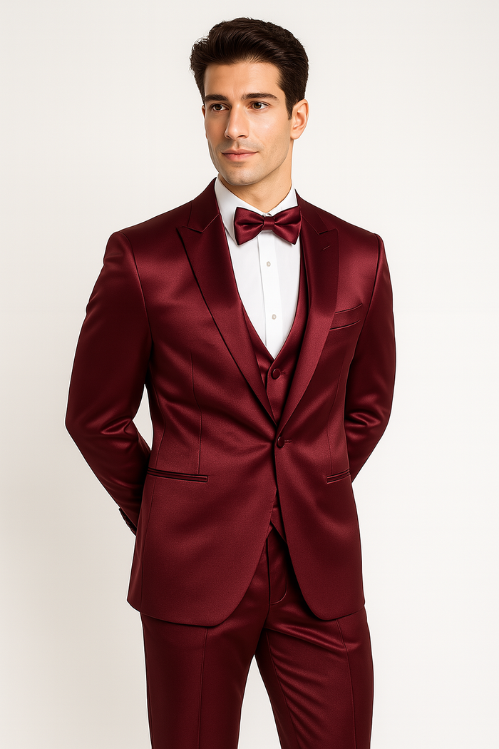 Burgundy Luxe 4-Piece Tuxedo Set by USA Men's Outlet