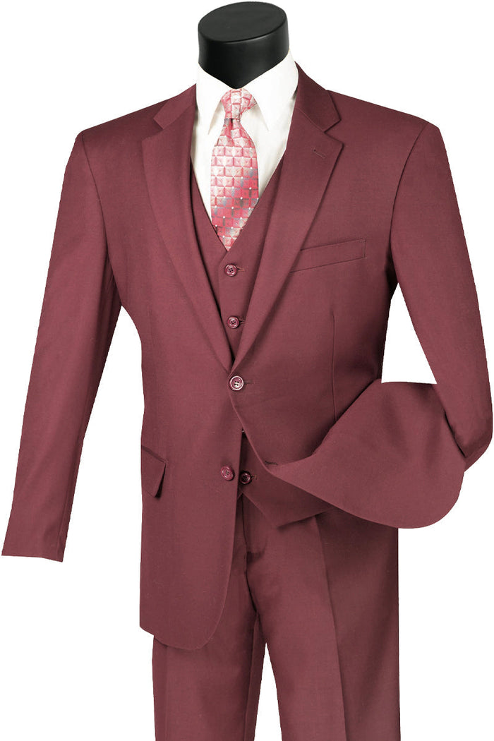 Mens Classic Fit Flat Front Vested Suit in Heather Grey by Vinci