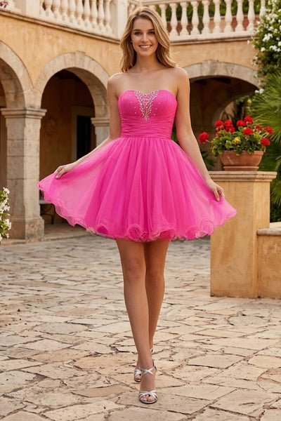 Strapless Ruffled Tulle Dress by Elizabeth K GS1051
