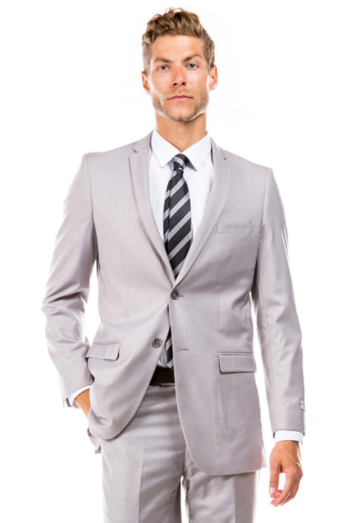 Men's Light Grey Slim Fit Wedding Suit from Tazio Suits