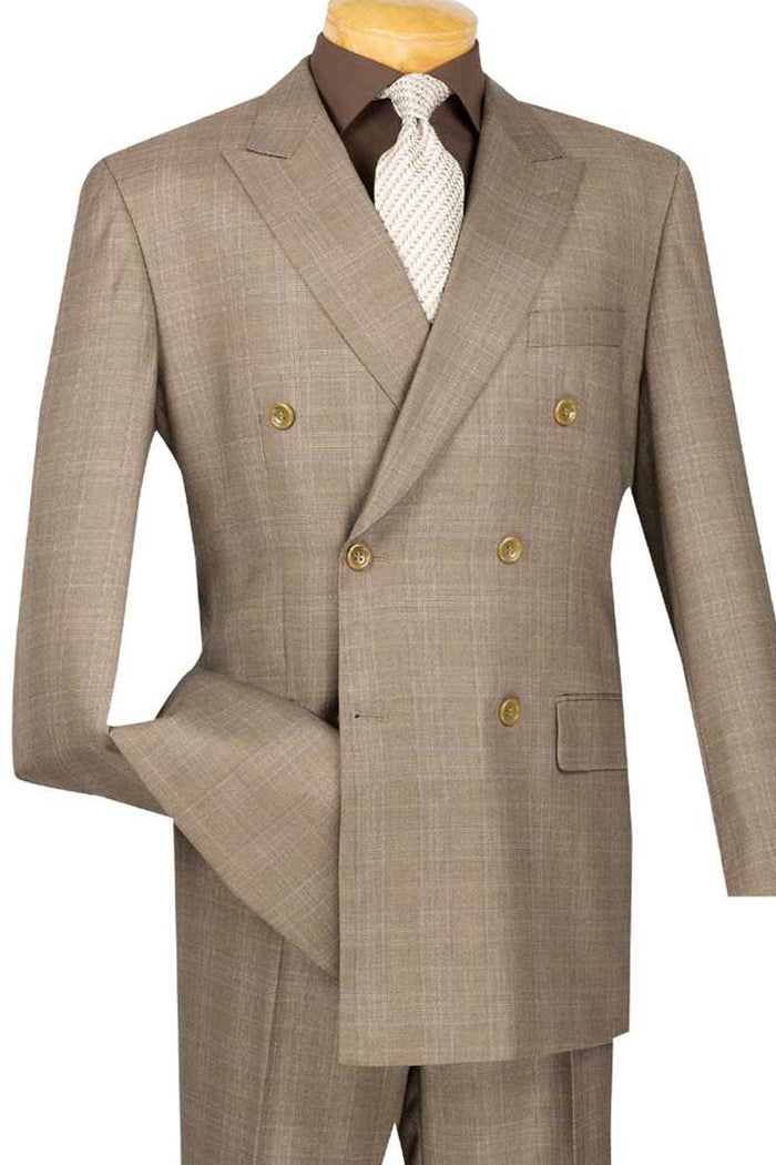 Mens Classic Poplin Double Breasted Suit in Grey by Vinci