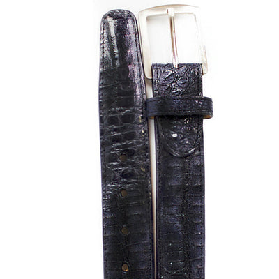 Men's Genuine Caiman Crocodile Dress Belt in Navy Blue by Belvedere Shoes