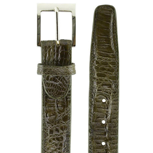 Men's Genuine Caiman Crocodile Dress Belt in Olive Green by Belvedere Shoes