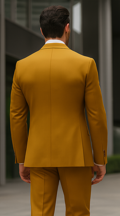 Camel Double Breasted Blazer - Gold Sport Coat by mensusain