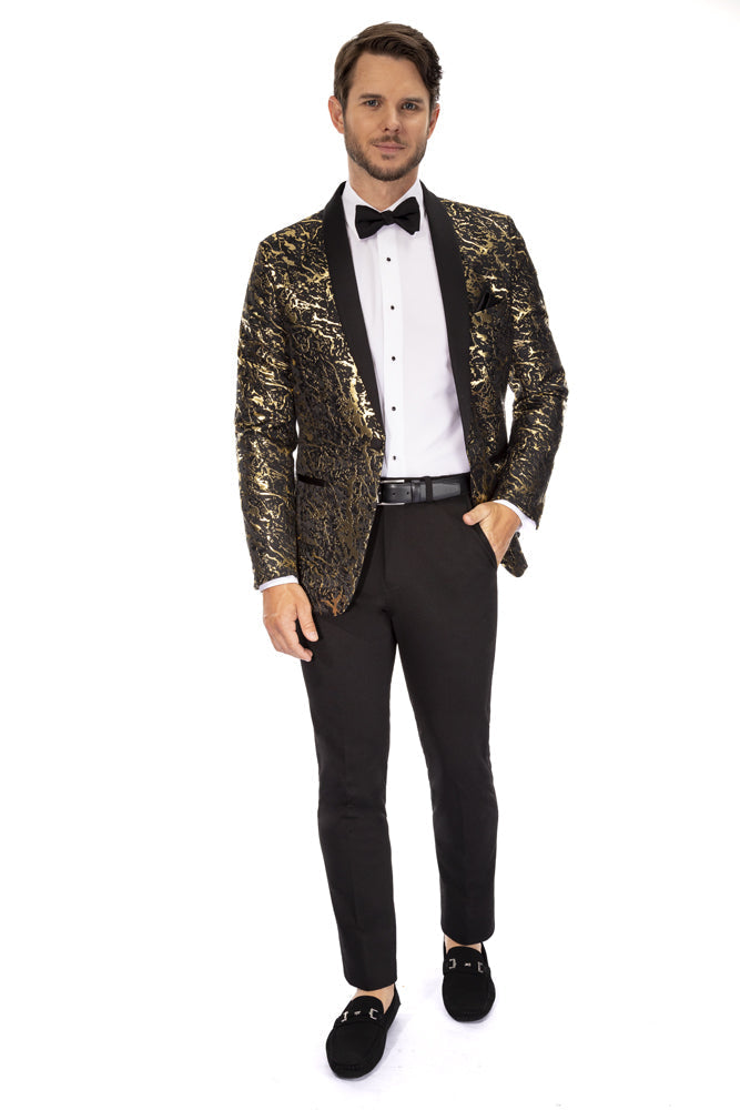 Camo Lam Black & Gold Shawl Tuxedo Jacket by Mark of Distinction
