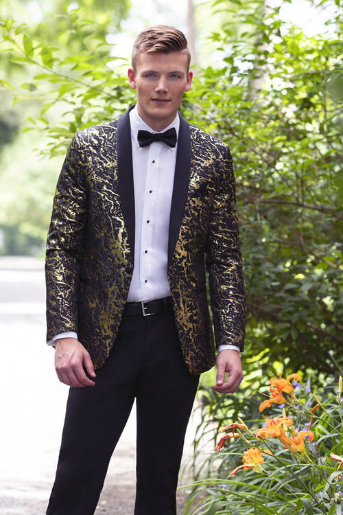 Camo Lam Black & Gold Shawl Tuxedo Jacket by Mark of Distinction