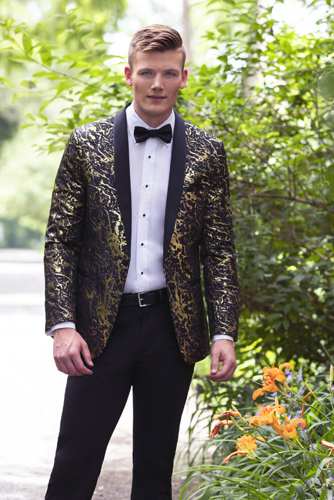 Camo Lam Black & Gold Shawl Tuxedo Jacket by Mark of Distinction