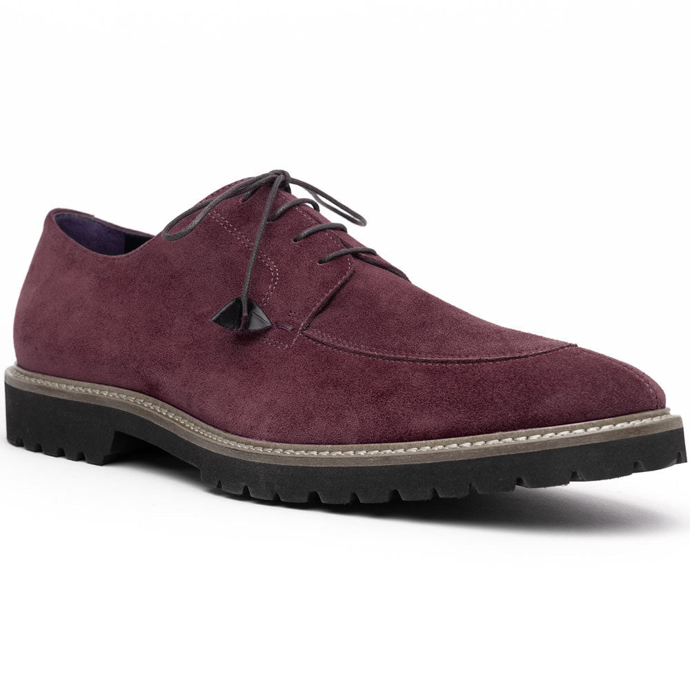 Zelli Campo Sueded Goatskin Blucher Lace-up Shoes in Bordeaux