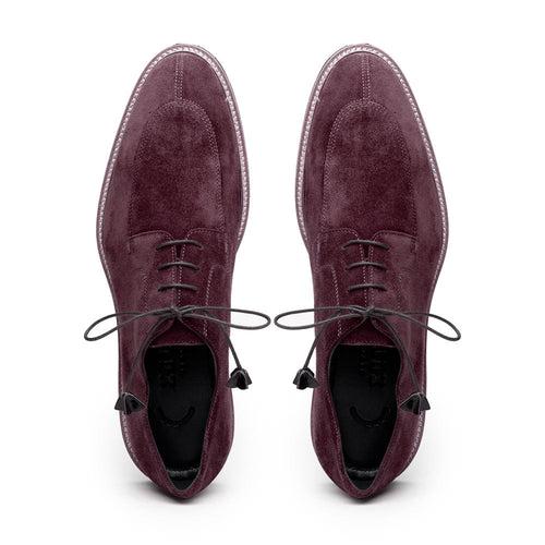 Zelli Campo Sueded Goatskin Blucher Lace-up Shoes in Bordeaux