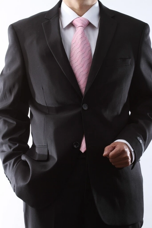 Caravelli Brand Suits - Mens 2 Button Superior 150s P/R Slim Fit Black Suit