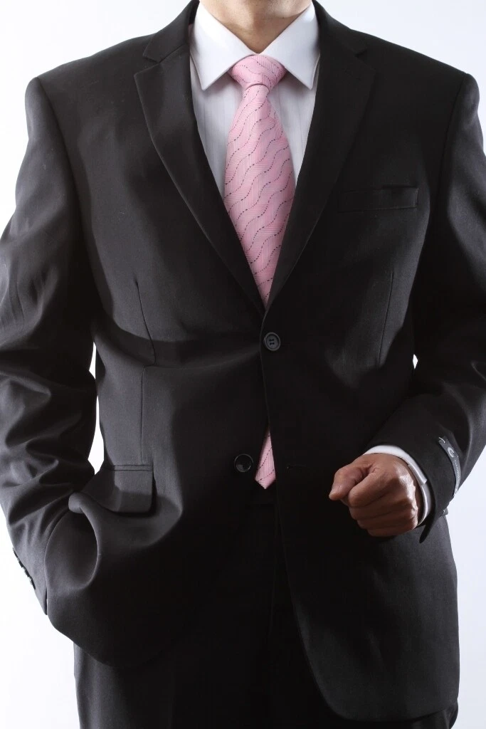 Caravelli Brand Suits - Mens 2 Button Superior 150s P/R Slim Fit Black Suit
