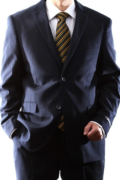 Caravelli Brand Suits - Mens 2 Button Superior 150s P/R Slim Fit Navy Suit