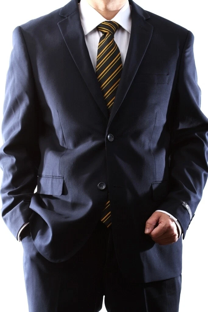 Caravelli Brand Suits - Mens 2 Button Superior 150s P/R Slim Fit Navy Suit – SuitUSA