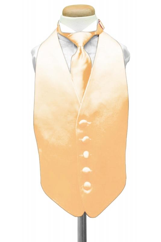 Apricot Luxury Satin Kids Tuxedo Vest Cardi