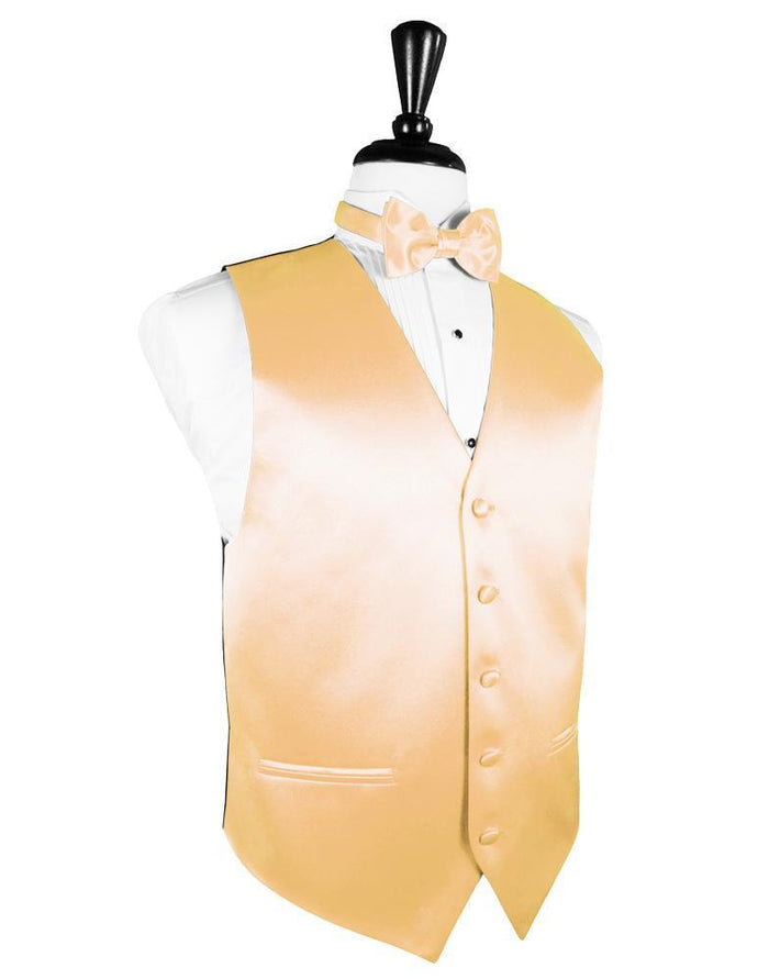 Apricot Luxury Satin Tuxedo Vest Cardi