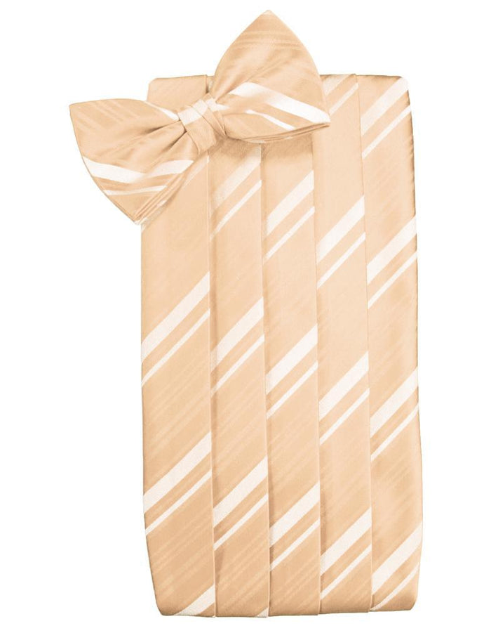 Apricot Striped Satin Cummerbund Cardi