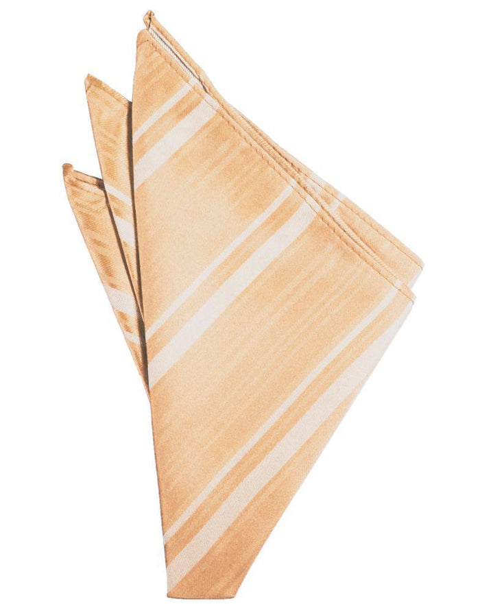 Apricot Striped Satin Pocket Square by Cardi