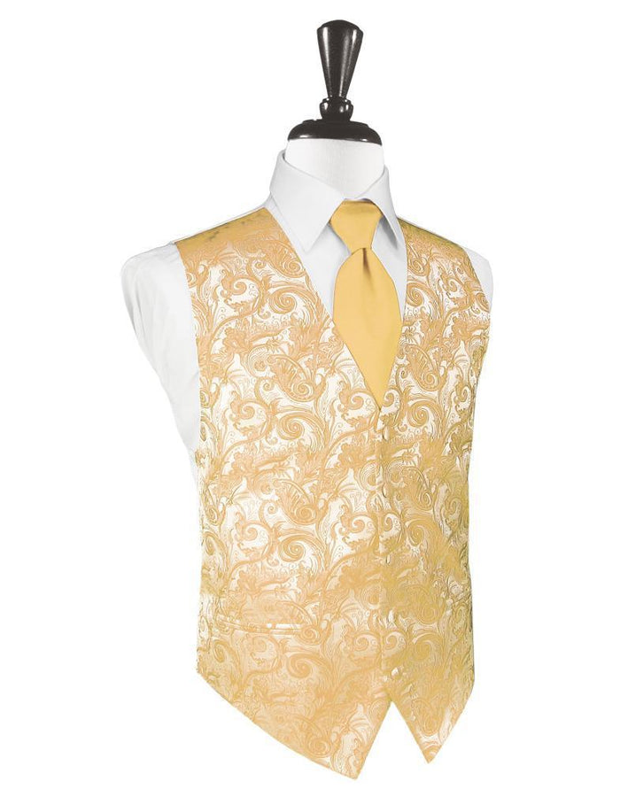 Apricot Tapestry Tuxedo Vest Cardi
