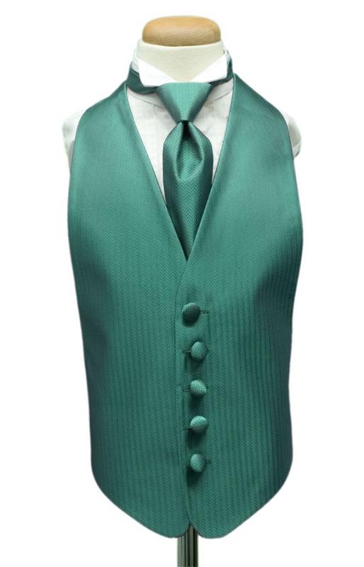 Aqua Herringbone Kids Tuxedo Vest by Cardi