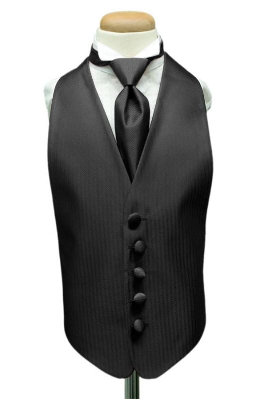 Asphalt Herringbone Kids Tuxedo Vest Cardi
