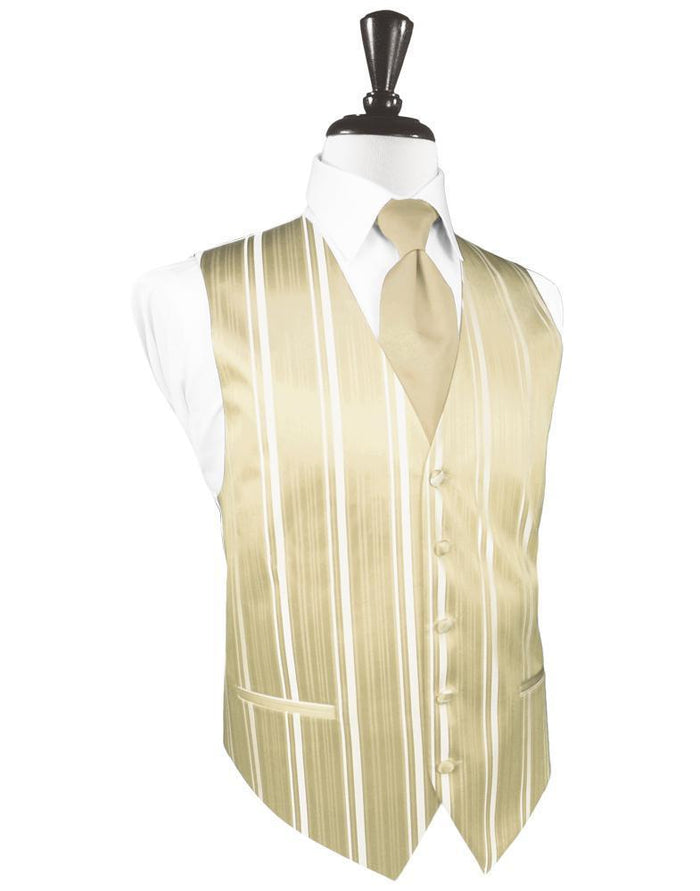 Bamboo Striped Satin Tuxedo Vest Cardi