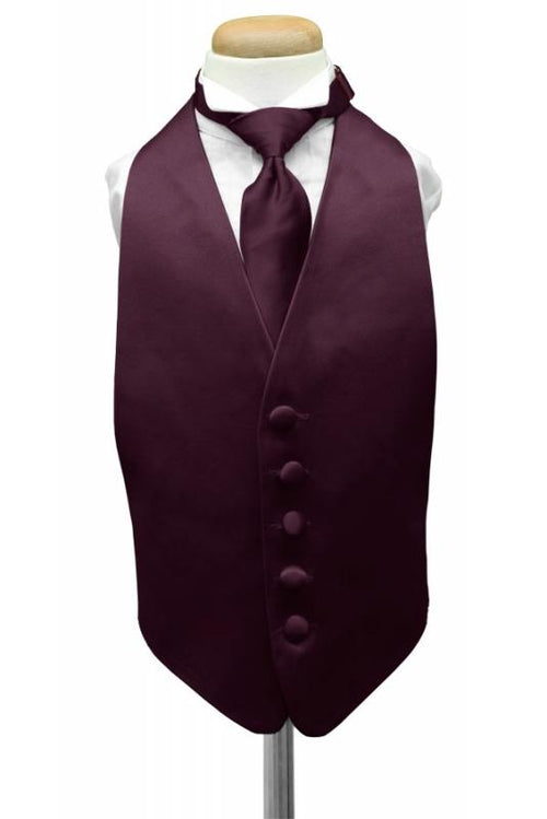 Berry Luxury Satin Kids Tuxedo Vest by Cardi