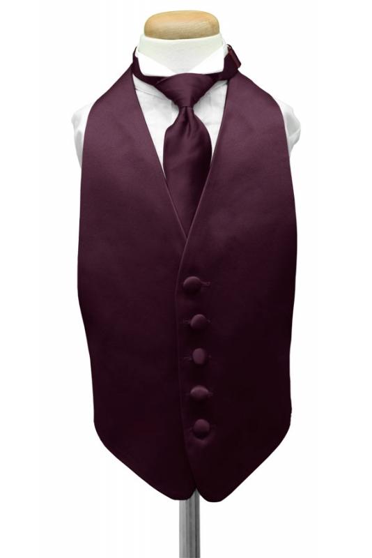 Berry Luxury Satin Kids Tuxedo Vest by Cardi