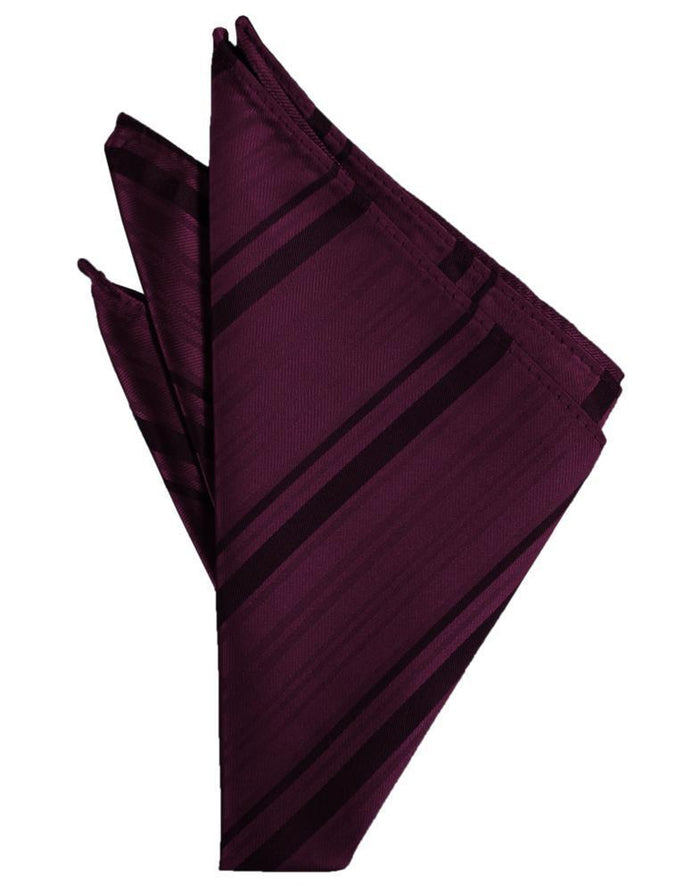 Berry Striped Satin Pocket Square by Cardi