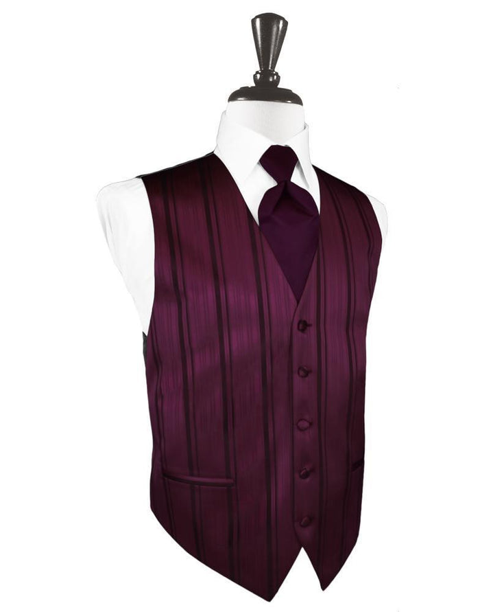 Berry Striped Satin Tuxedo Vest by Cardi