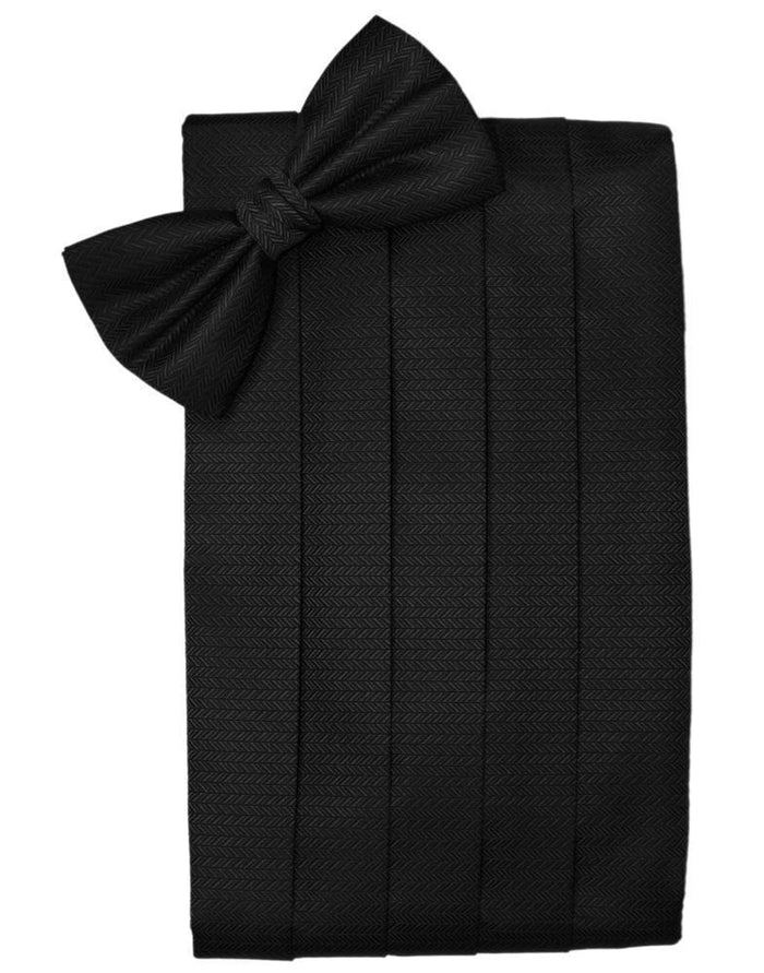 Black Herringbone Kids Cummerbund by Cardi