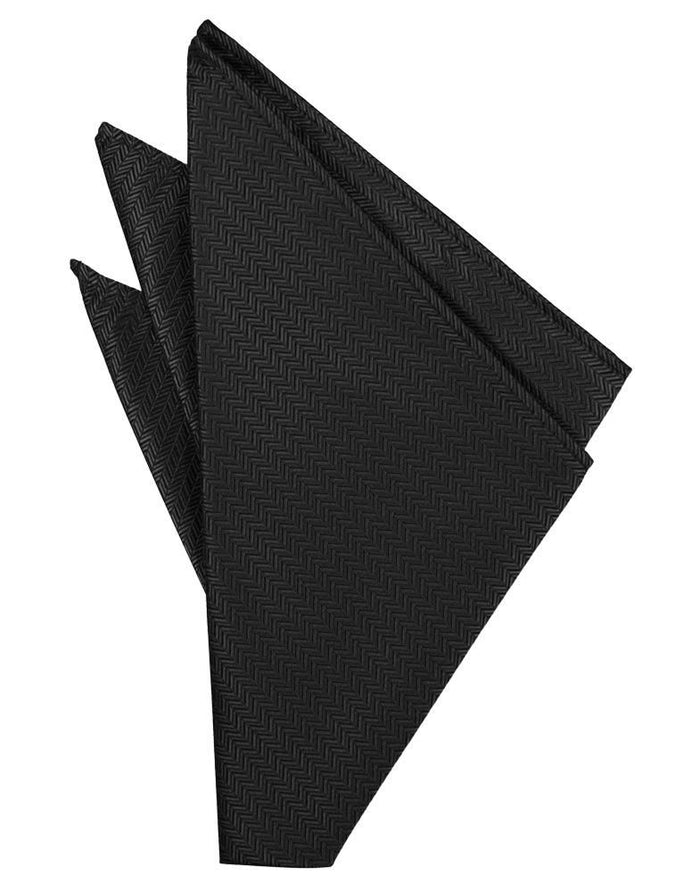 Black Herringbone Pocket Square by Cardi