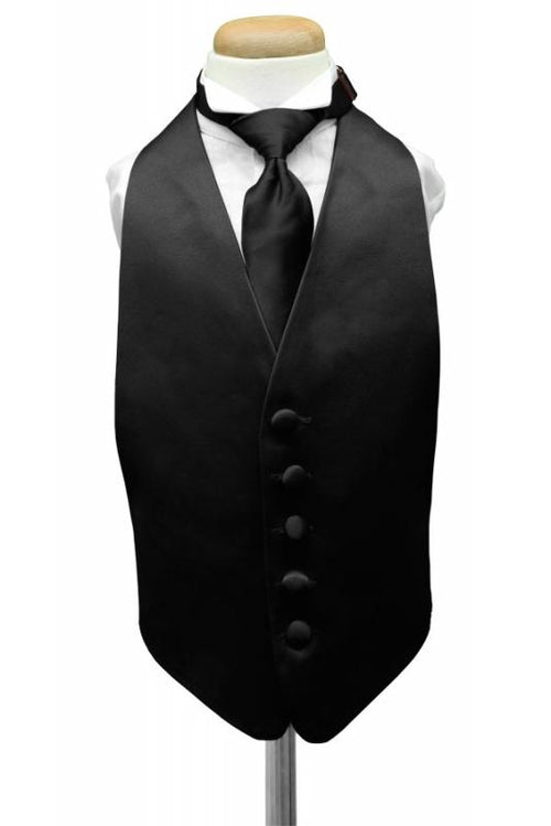 Black Luxury Satin Kids Tuxedo Vest Cardi