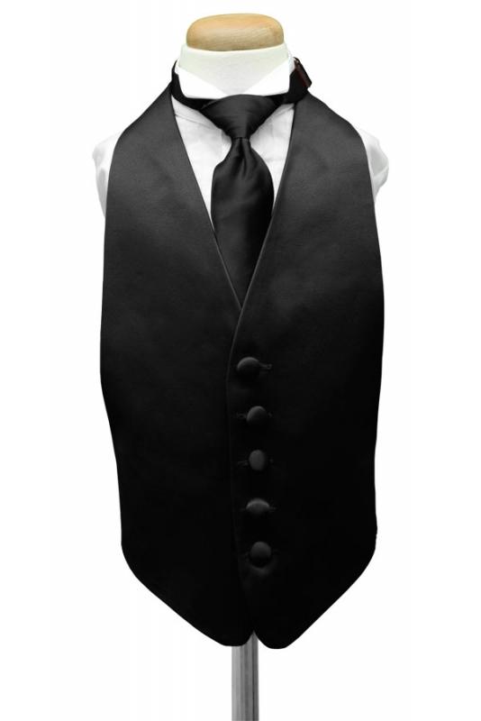 Black Luxury Satin Kids Tuxedo Vest Cardi