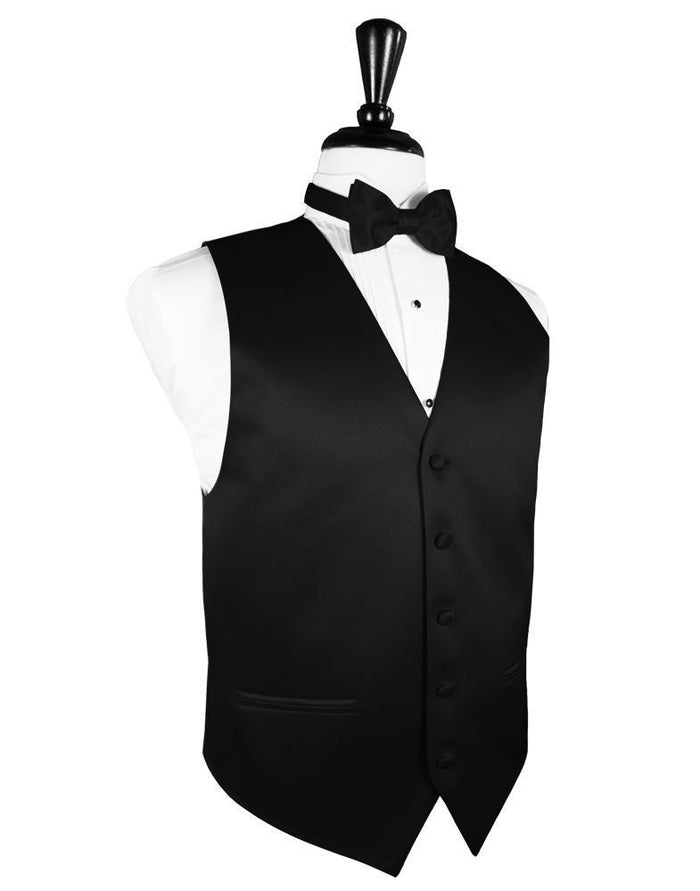 Black Luxury Satin Tuxedo Vest Cardi