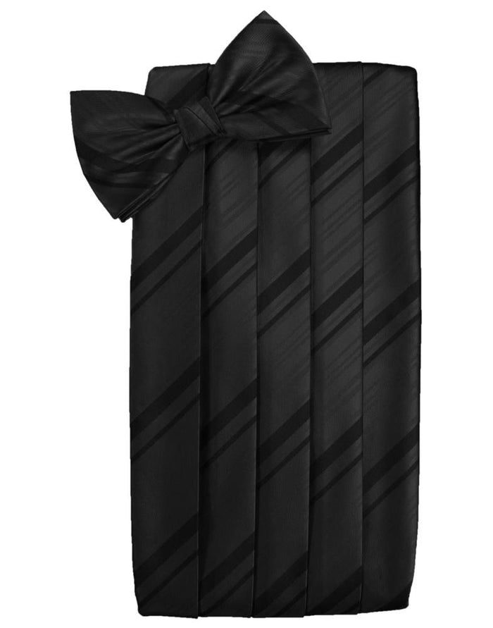 Black Striped Satin Cummerbund by Cardi