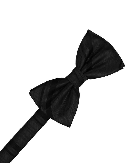 Black Striped Satin Kids Bow Tie Cardi