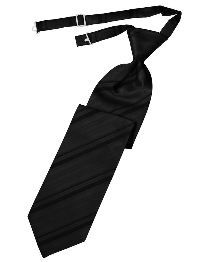 Black Striped Satin Kids Necktie Cardi