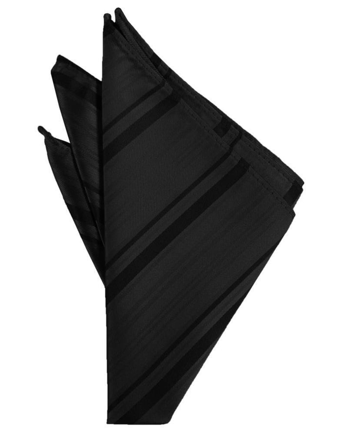 Black Striped Satin Pocket Square by Cardi